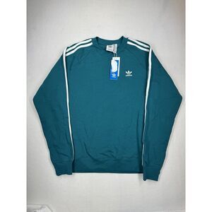 adidas Men's Adicolor 3 Stripe Crewneck Sweatshirt Legacy Teal Medium NWT